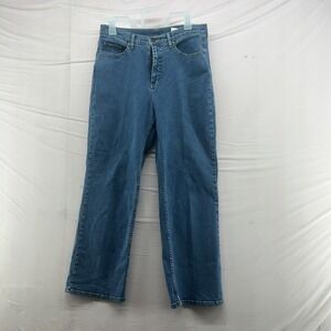Talbots Stretch Denim Jeans Women's Size 12 Blue Classic Straight Leg Whiskered